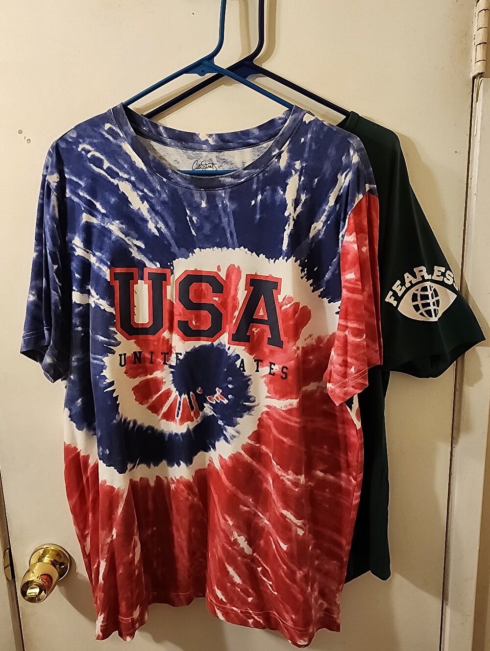 City Strats USA Tie-Dye Graphic Tee Red, White & Blue & Green Fearless T Bundle